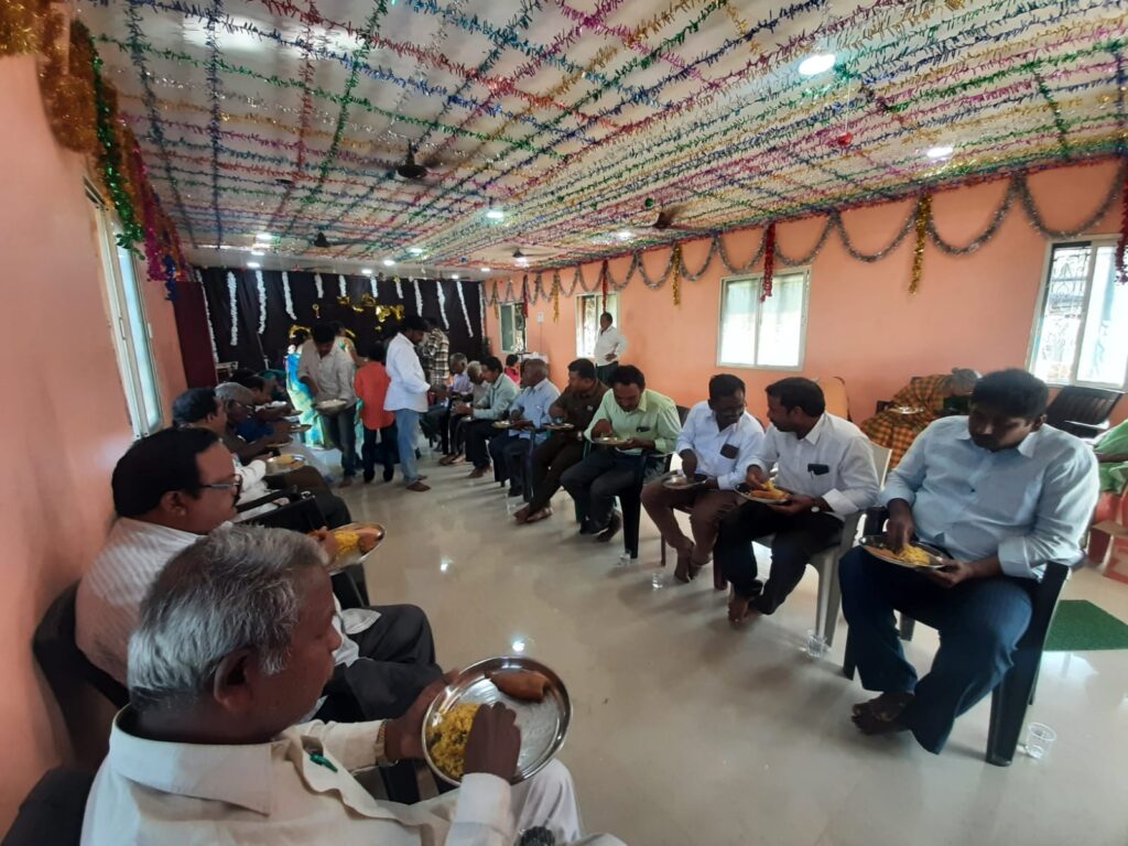 Christmas Meal and Clothes given to nearby Tribal Pastors in Andhra Pradesh in Jayan's Church Building